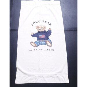 Vintage 90s Ralph Lauren Polo Bear USA Spell Out Terry Cloth Beach Bath Towel